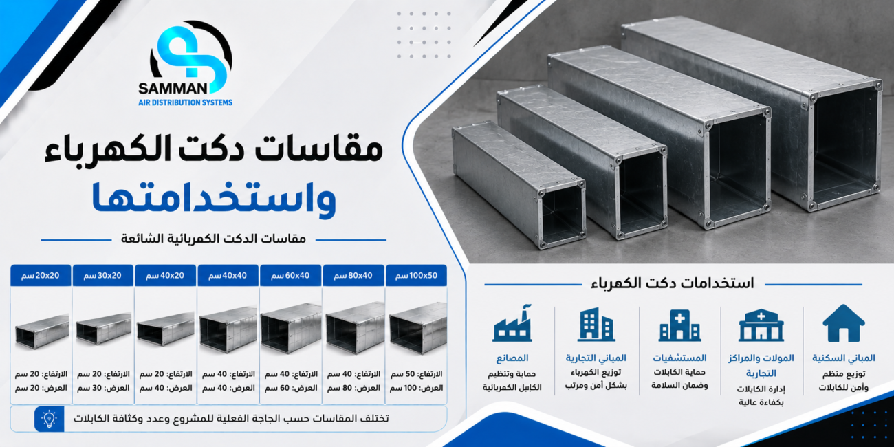 مقاسات دكت الكهرباء واستخدامتها