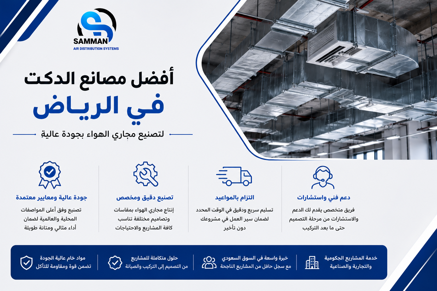 أفضل مصانع الدكت في الرياض لتصنيع مجاري الهواء بجودة عالية